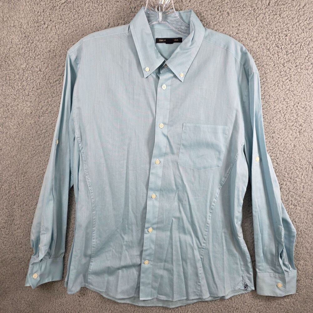 John Varvatos Men's Blue Button Down Long Sleeve Lightweight Shirt Size M